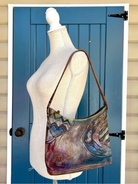 Jane Yoo Bag Wearable Art Hand Painted Leather Shoulder bag Purse